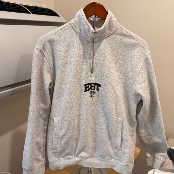 Men's H&M x Disney Donald Duck Quarter Zip Sweater, Light GREY Size Small - Picture 1 of 3